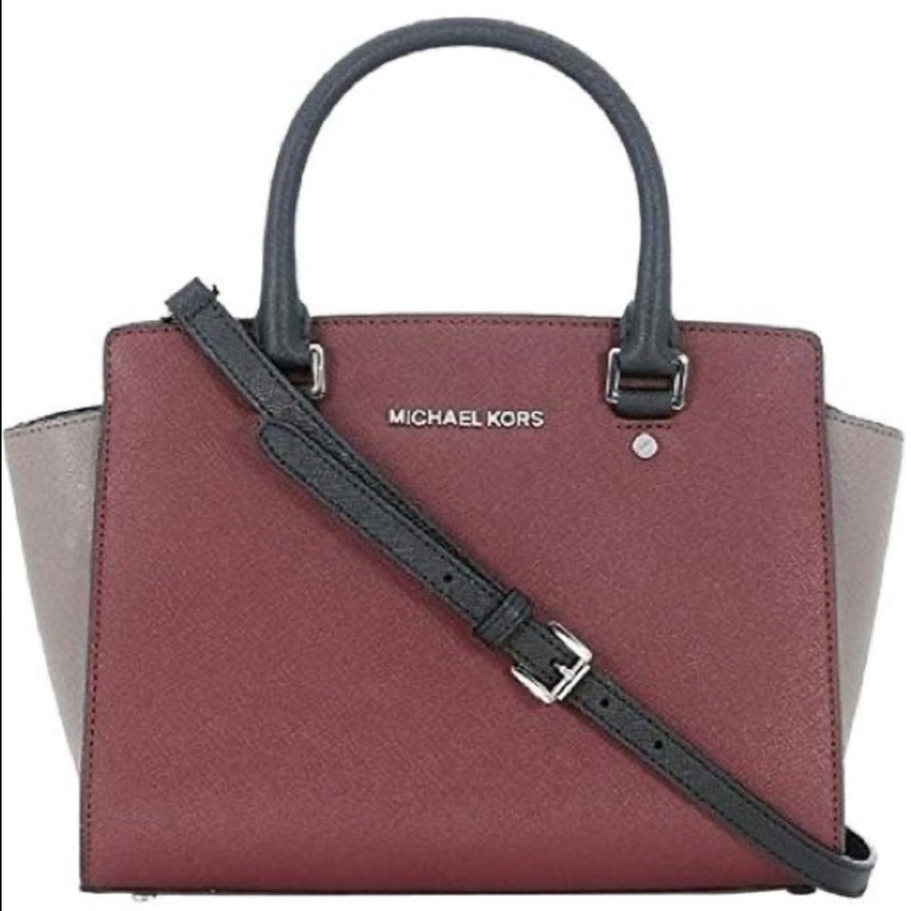 Michael Kors Merlot Cinder Black Selma Bag Purse
